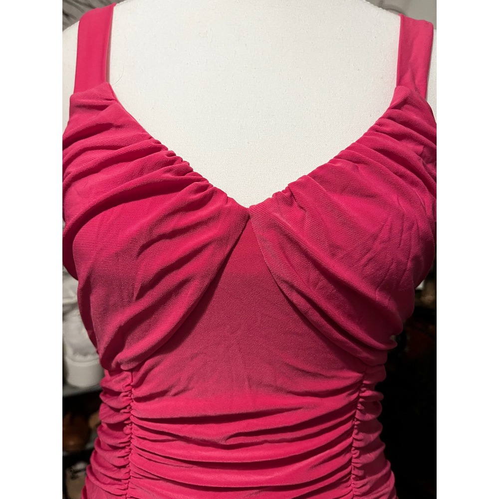 Pink Ruched Mini Dress Bodycon Y2K Club Party Stretch Body Central M - Picture 5 of 5